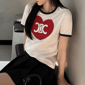 셀린느 하트 프린트 반팔티